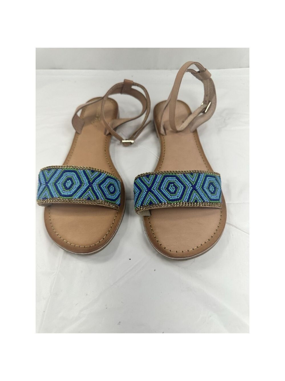 Charlie Paige Leather Boho Sandals Beaded SIZE 10 India New